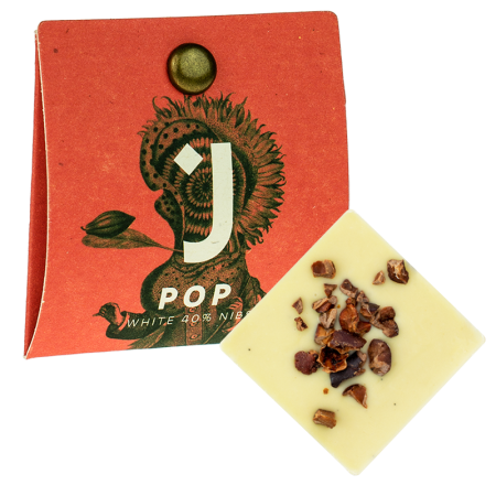 Bílá čokoláda 40% s kousky bobů 4g