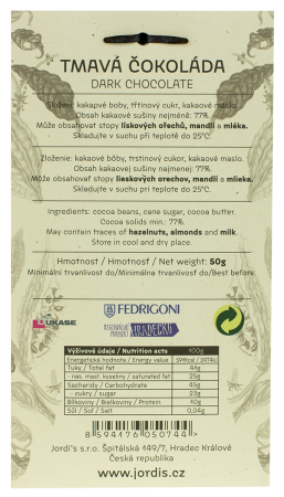 Tmavá čokoláda 77% 50g